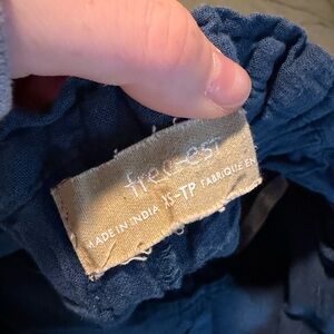 Free People Deep Blue wide leg linen pants